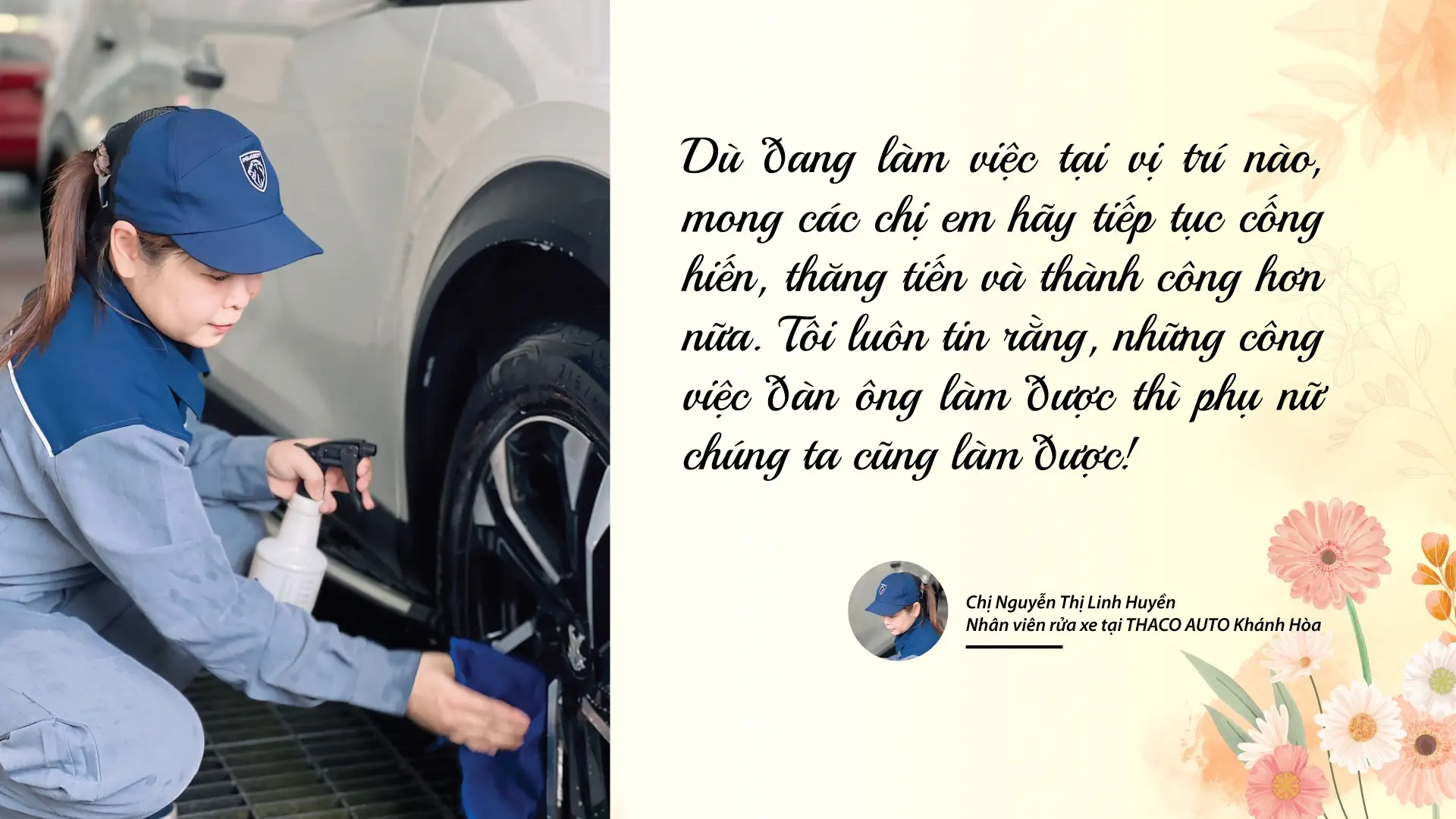 Gặp gỡ bóng hồng duy nhất tại xưởng dịch vụ sửa chữa THACO AUTO Khánh Hòa