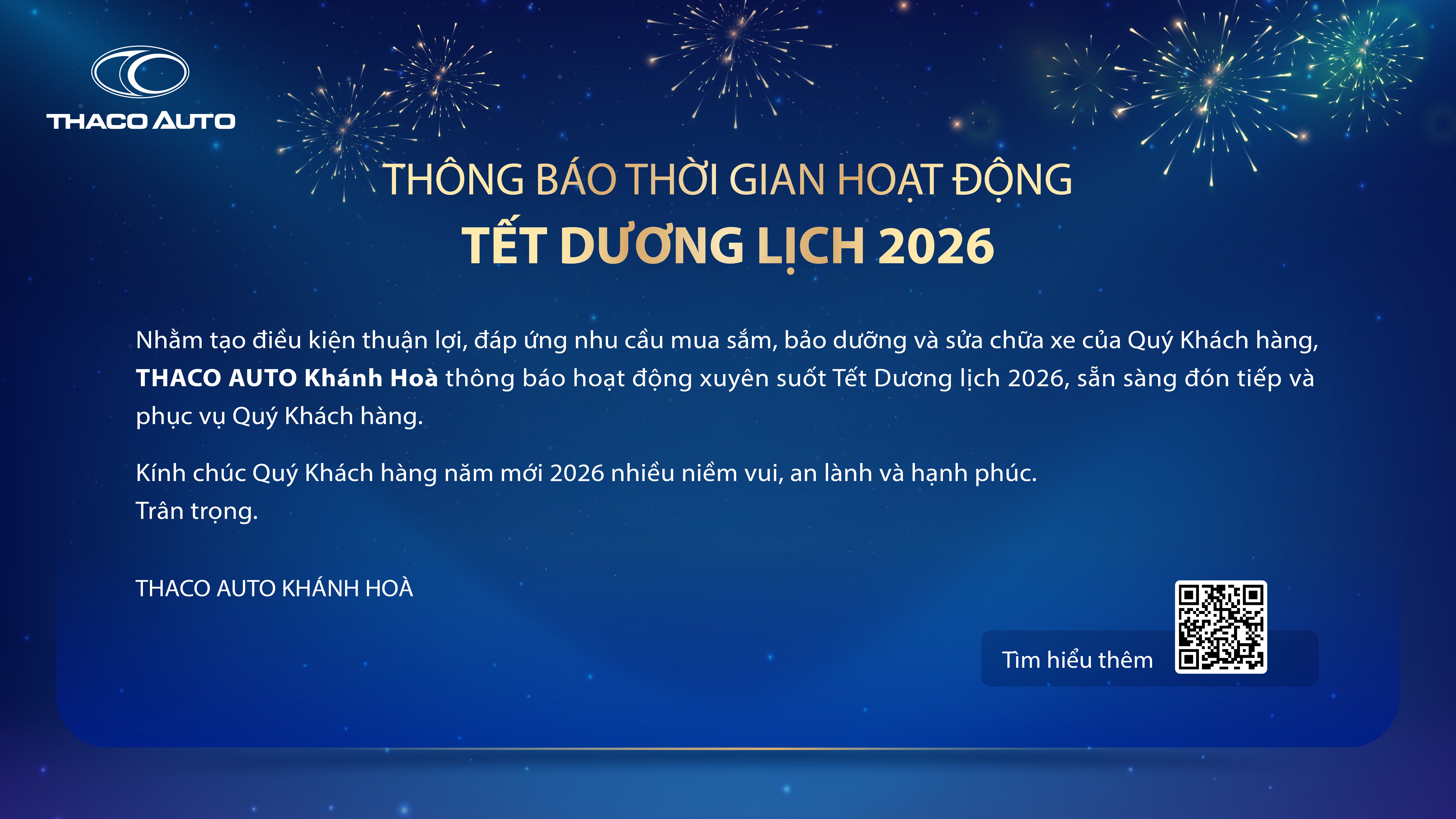 THÔNG BÁO THỜI GIAN HOẠT ĐỘNG TẾT DƯƠNG LỊCH 2026