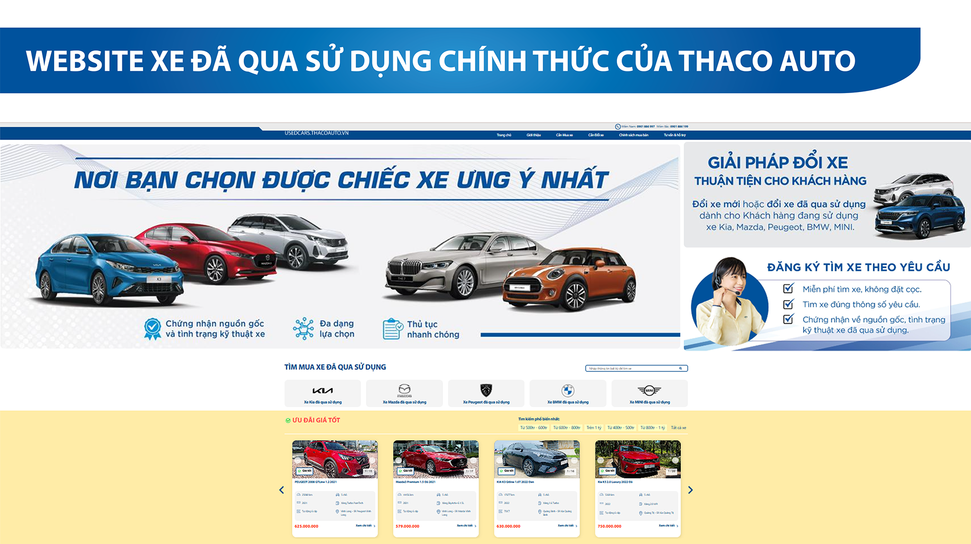 THACO AUTO Khánh Hòa đồng hành phát triển cùng Website Xe Đã Qua Sử dụng chính thức của THACO AUTO